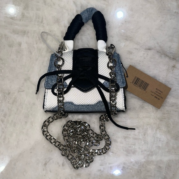 STEVE MADDEN BDORAA DENIM FLAT TOP HANDLE BAG - Picture 2 of 9